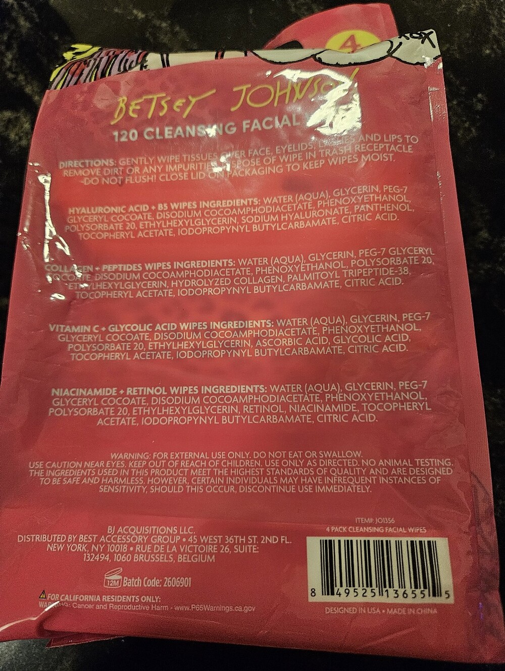 Betsey Johnson Cleansing Facial Wipes Variety Pack - 4 Pack (120 Count) NIB - Picture 4 of 7
